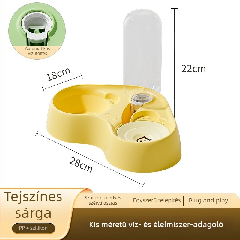 Két tálas tál háziállatoknak – víz és etetés egyben, 2 az 1-ben, kiöntés elleni, kutyáknak és macskáknak