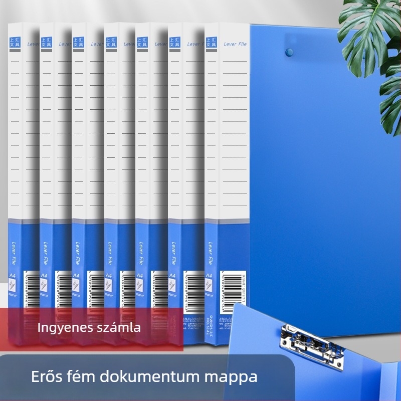 Személyre szabott A4-es mappa egy- vagy dupla kapoccsal, kék színű, vastagított dokumentumok rendezője diákoknak.