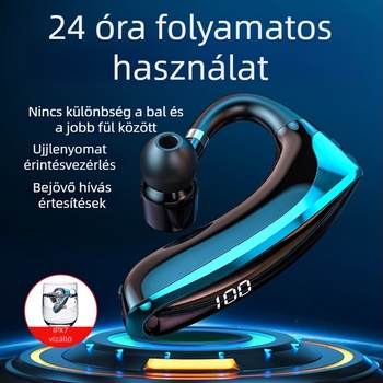 Vezeték nélküli Bluetooth fejhallgató fülrögzítővel, egyoldalas kialakítás, több mint 8 óra üzemidő, sporthoz, futáshoz és üzleti célokra.