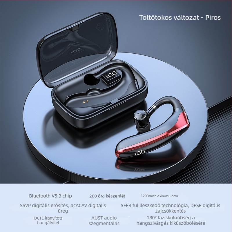 Vezeték nélküli Bluetooth fejhallgató fülrögzítővel, egyoldalas kialakítás, több mint 8 óra üzemidő, sporthoz, futáshoz és üzleti célokra.