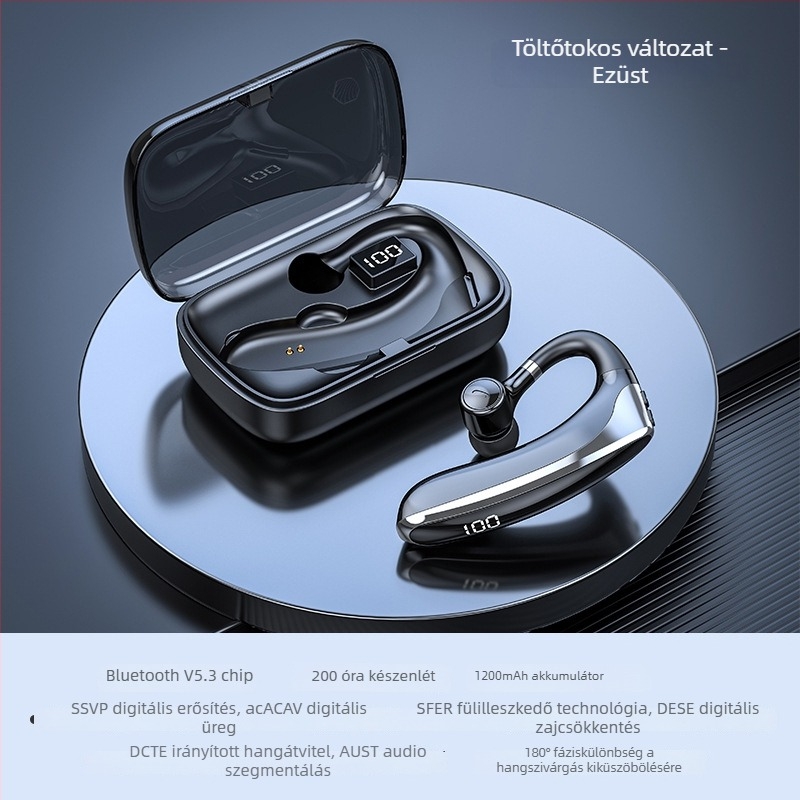 Vezeték nélküli Bluetooth fejhallgató fülrögzítővel, egyoldalas kialakítás, több mint 8 óra üzemidő, sporthoz, futáshoz és üzleti célokra.