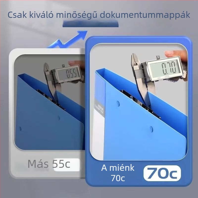 A4-es irattartó dupla csipesszel, műanyag, irodai tároláshoz, logóval nyomtatott