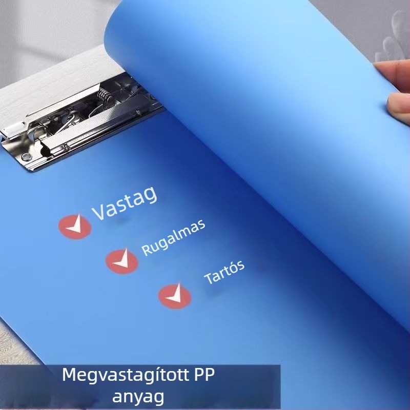A4-es irattartó dupla csipesszel, műanyag, irodai tároláshoz, logóval nyomtatott