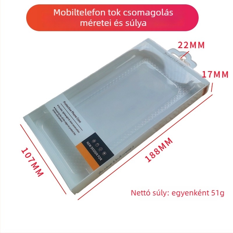 Univerzális csúszásmentes telefontok-csomagolás húzható dobozzal, átlátszó ablakkal és injekciós öntésű alappal, kompatibilis Apple és Huawei