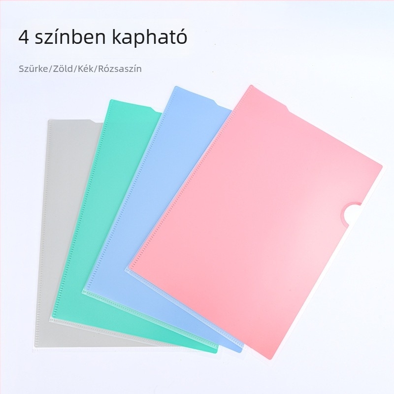 L-alakú, kétoldalas irodai mappa PP műanyag dokumentum mappa, testreszabható (A4, 220×310 mm)