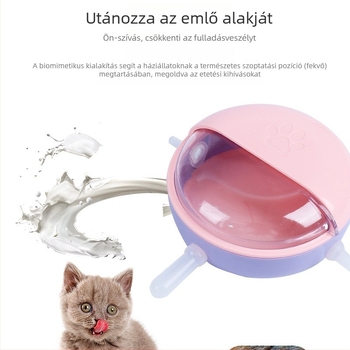 Biomimikus etetőedény macskáknak és kölyökkutyáknak, fulladás elleni dizájn, önkiszolgáló itató- és etetőtál