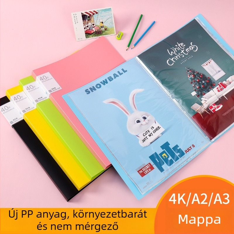 A3/A2 adatmappa és vázlatalbum, 4 részes műanyag mappa