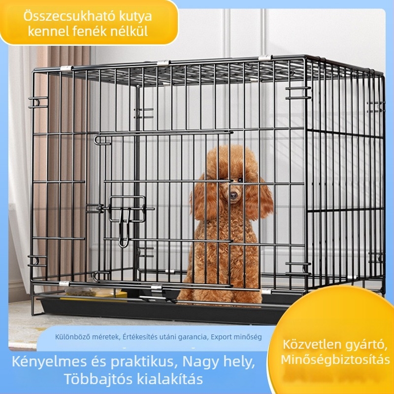 Gyárilag testre szabott vasból készült kutyaketrec háló nélküli aljzattal, kis testű kutyáknak és macskáknak, hordozható otthoni ketrec