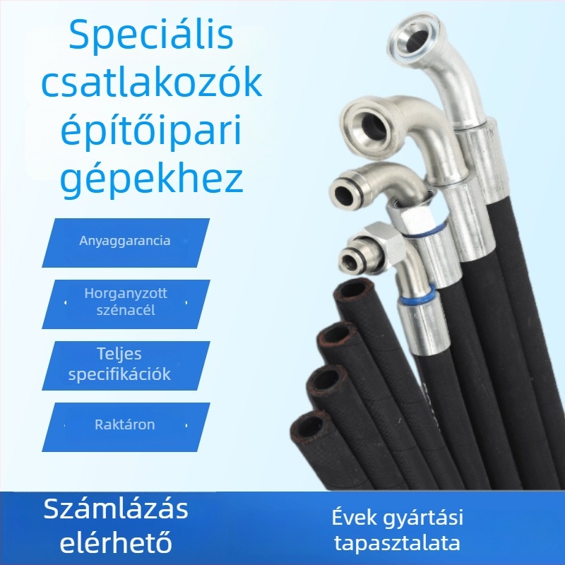 Magasnyomású tömlőcrimp csatlakozó építőipari gépekhez, 45# acél, fehér cink bevonatú flanx záró, F-típusú csatlakozó