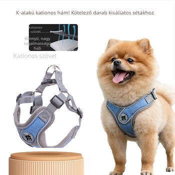 Reflektív mellény-stílusú kutyahám pórázzal, kis- és közepes méretű kutyáknak