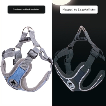Reflektív mellény-stílusú kutyahám pórázzal, kis- és közepes méretű kutyáknak