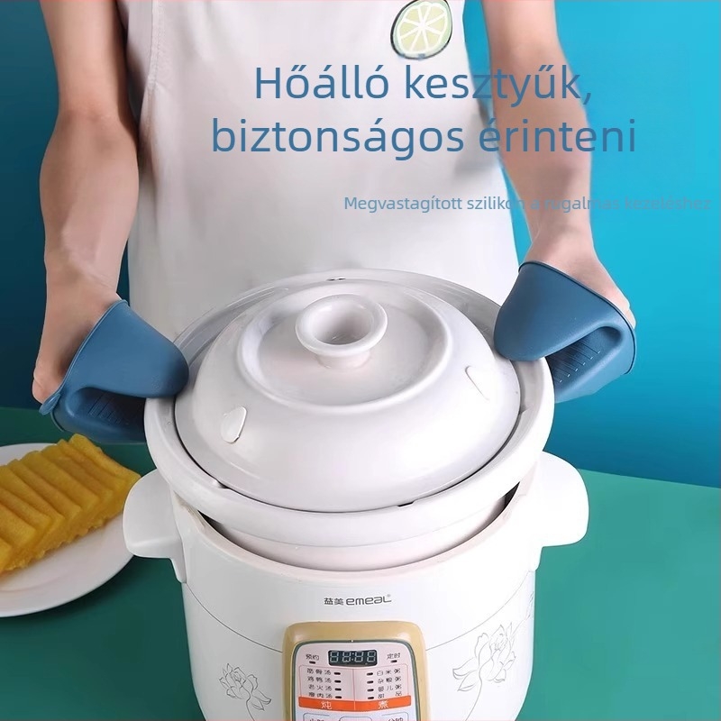 Rozsdamentes acélból készült, többfunkciós tál- és tányérklipsz, csúszásmentes és égésvédelmi funkcióval