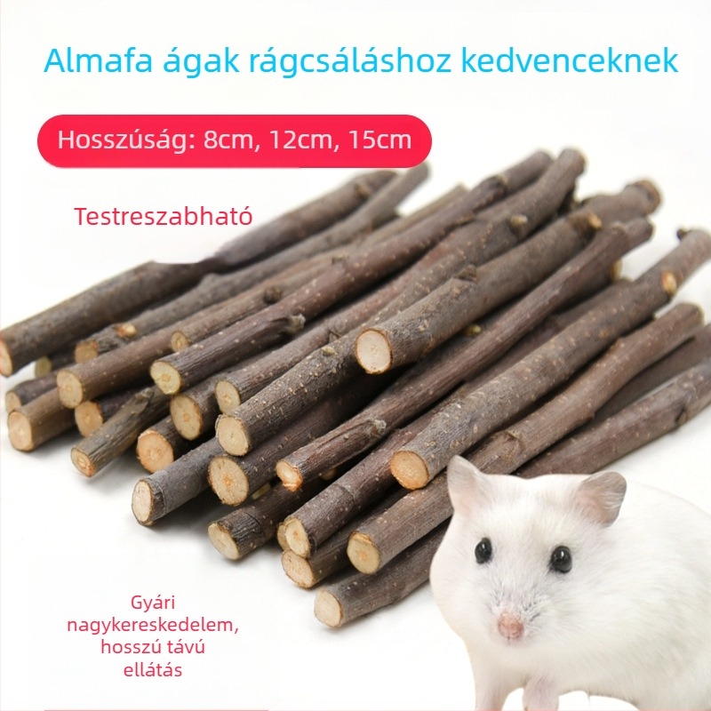 Szárított almaág rágóbot hörcsögöknek, nyulaknak és tengerimalacoknak