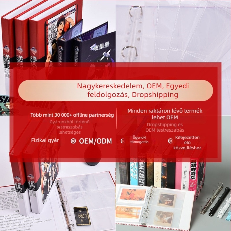 Átlátszó névjegykártya-album kivehető oldalakkal, vastag kemény fedéllel a fényképek tárolására
