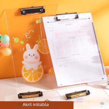 Akril A4-es klipboard – dokumentumokhoz és írási felülethez, vizsgalapok tárolása, menü tábla és logó tartó az asztalon