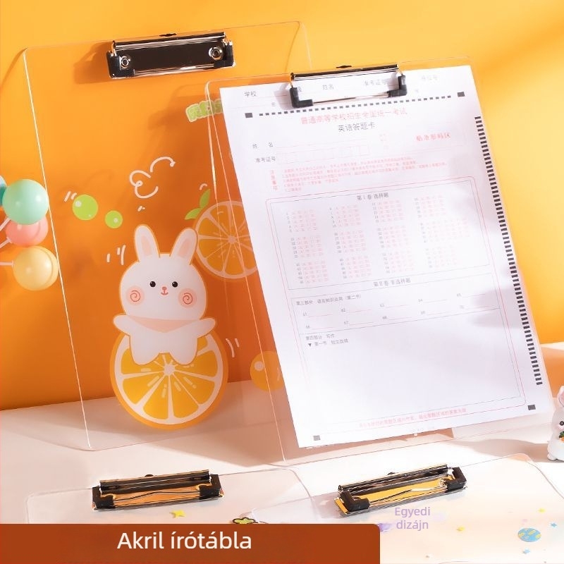 Akril A4-es klipboard – dokumentumokhoz és írási felülethez, vizsgalapok tárolása, menü tábla és logó tartó az asztalon