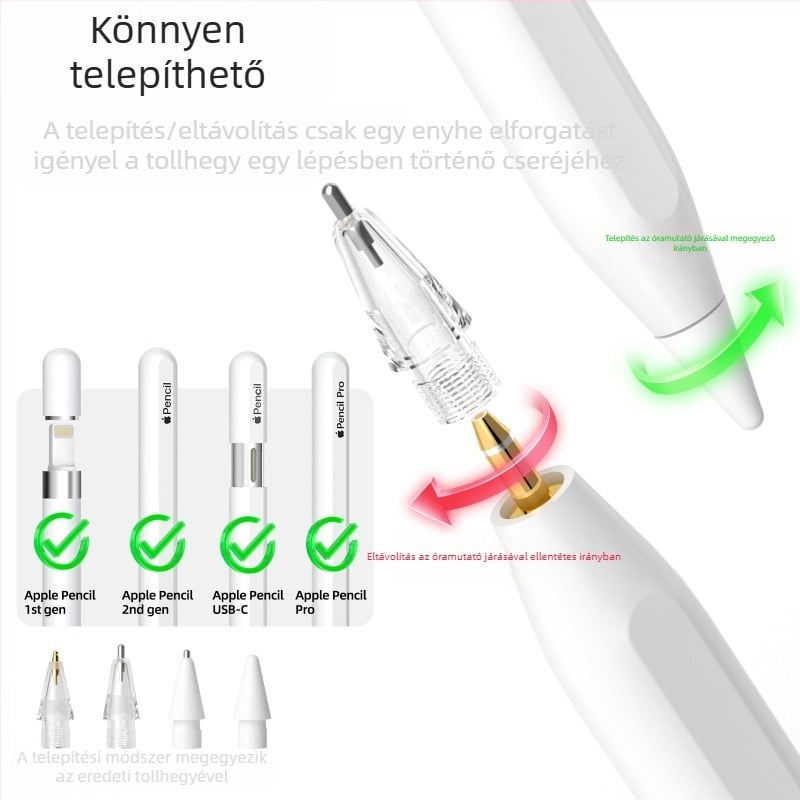 Apple Pencil tollcsúcs csere – sima és kopásálló, kompatibilis az Apple Pencil 1/2/3/Pro