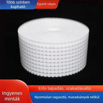 Öntapadó Velcro szalag körkörös pöttyökkel, nylon-poliészter keverék, ruházathoz, háztartási textíliákhoz és ipari felhasználáshoz