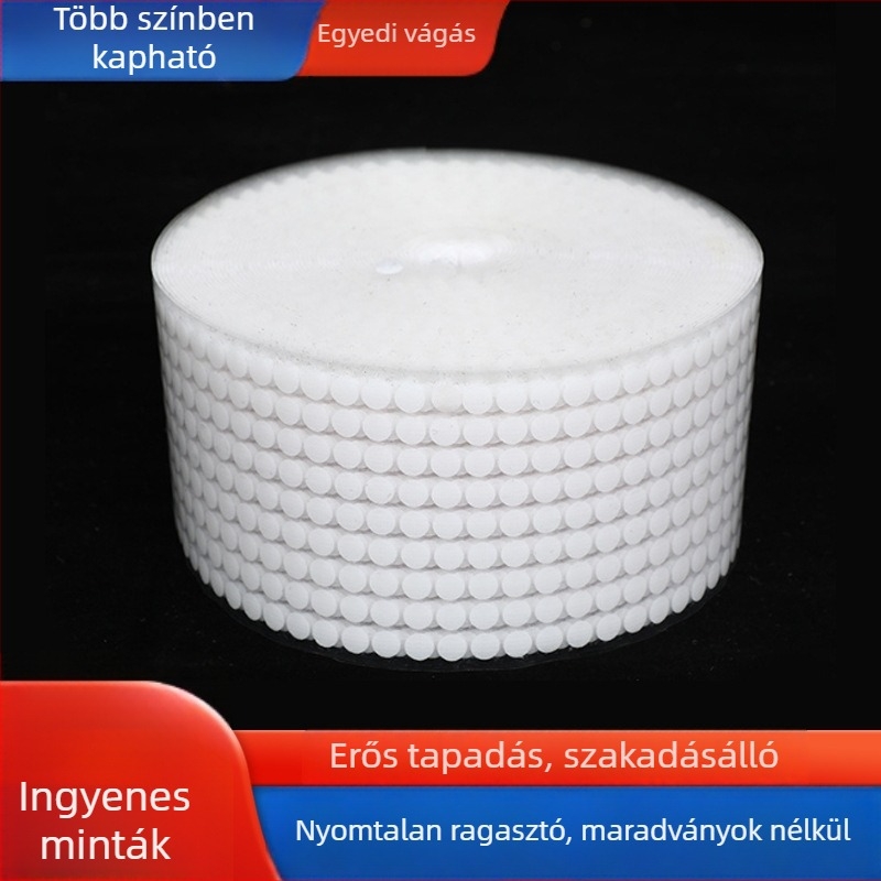 Öntapadó Velcro szalag körkörös pöttyökkel, nylon-poliészter keverék, ruházathoz, háztartási textíliákhoz és ipari felhasználáshoz