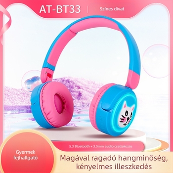 BT33 Bluetooth fejhallgató Cartoon mintával, fejre illeszkedő, sztereó hangzás, diákoknak és gyerekeknek