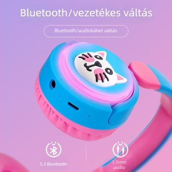 BT33 Bluetooth fejhallgató Cartoon mintával, fejre illeszkedő, sztereó hangzás, diákoknak és gyerekeknek