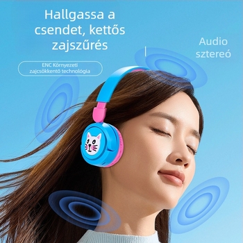BT33 Bluetooth fejhallgató Cartoon mintával, fejre illeszkedő, sztereó hangzás, diákoknak és gyerekeknek