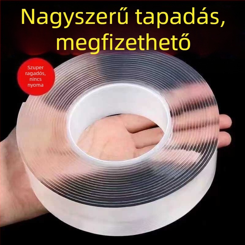 Nano kettős oldalú szalag, átlátszó és vízálló, erős tapadással