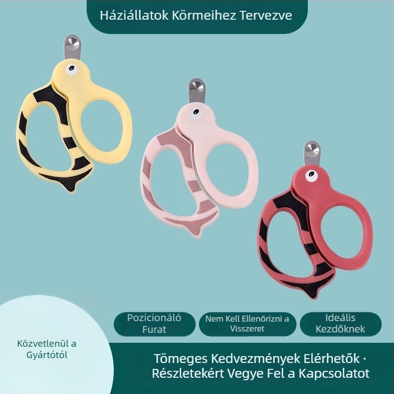 Macska- és kutyák körömvágó olló, aranyos dizájn, biztonságos vágóél a véletlen sérülés elkerülése érdekében