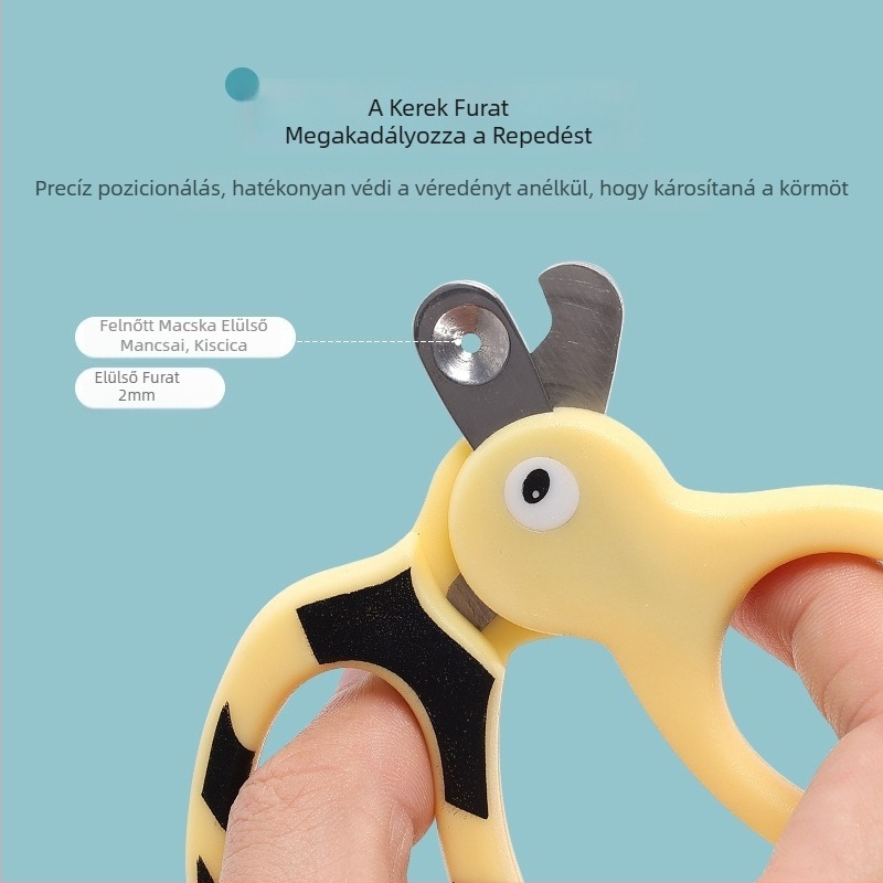 Macska- és kutyák körömvágó olló, aranyos dizájn, biztonságos vágóél a véletlen sérülés elkerülése érdekében
