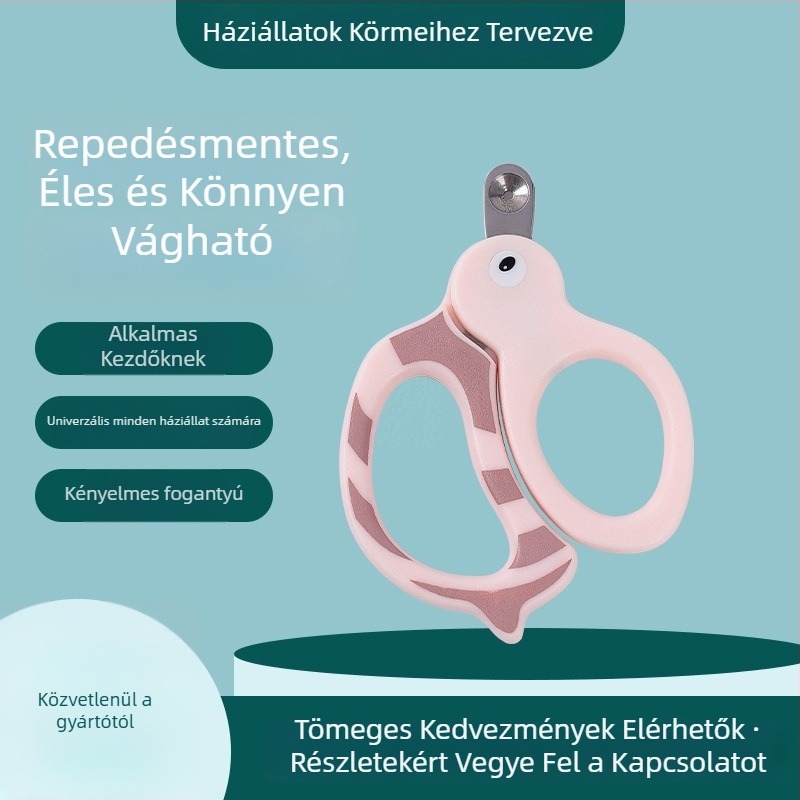 Macska- és kutyák körömvágó olló, aranyos dizájn, biztonságos vágóél a véletlen sérülés elkerülése érdekében