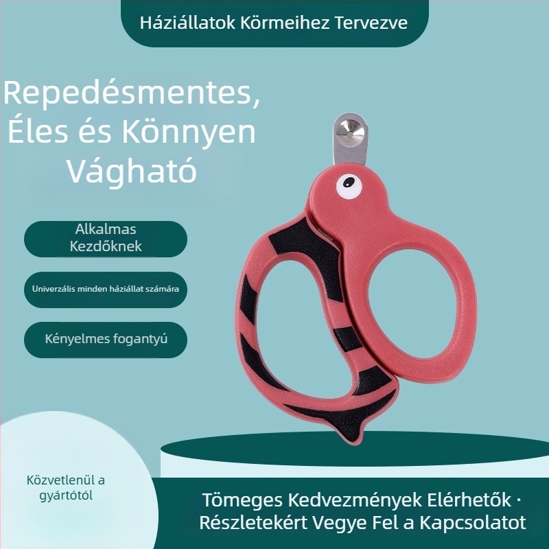 Macska- és kutyák körömvágó olló, aranyos dizájn, biztonságos vágóél a véletlen sérülés elkerülése érdekében
