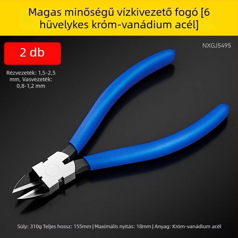 Vékony orrú huzalvágó fogó, nagy szilárdságú, japán ipari minőségű, magas széntartalmú acélból, 5–6 hüvelyk