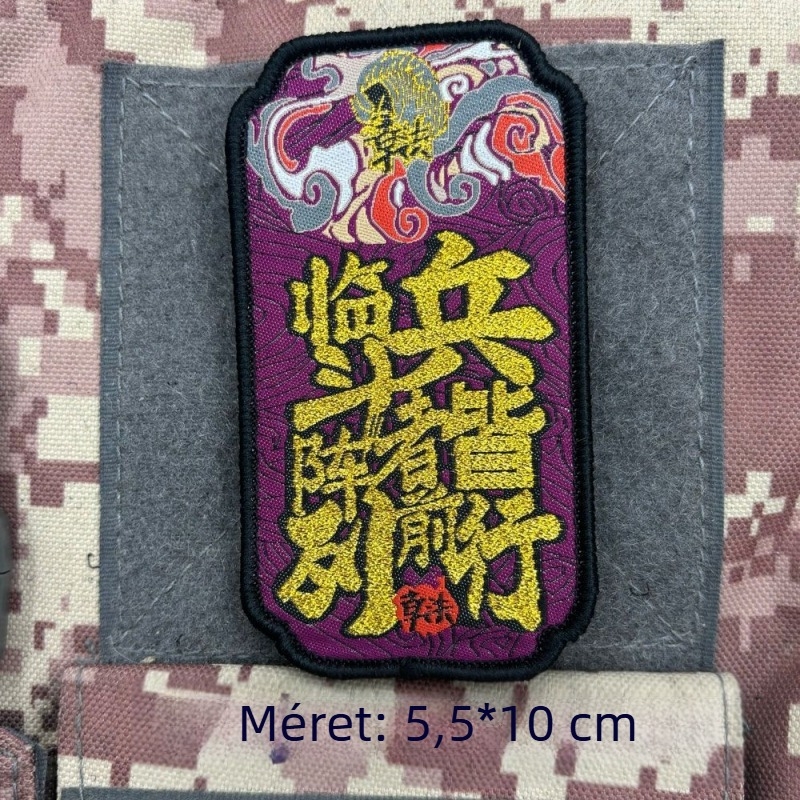 Velcro morálpatch kilenc karakteres mantrával, kar- és hátizsákra - Szél, Erdő, Tűz, Hegy