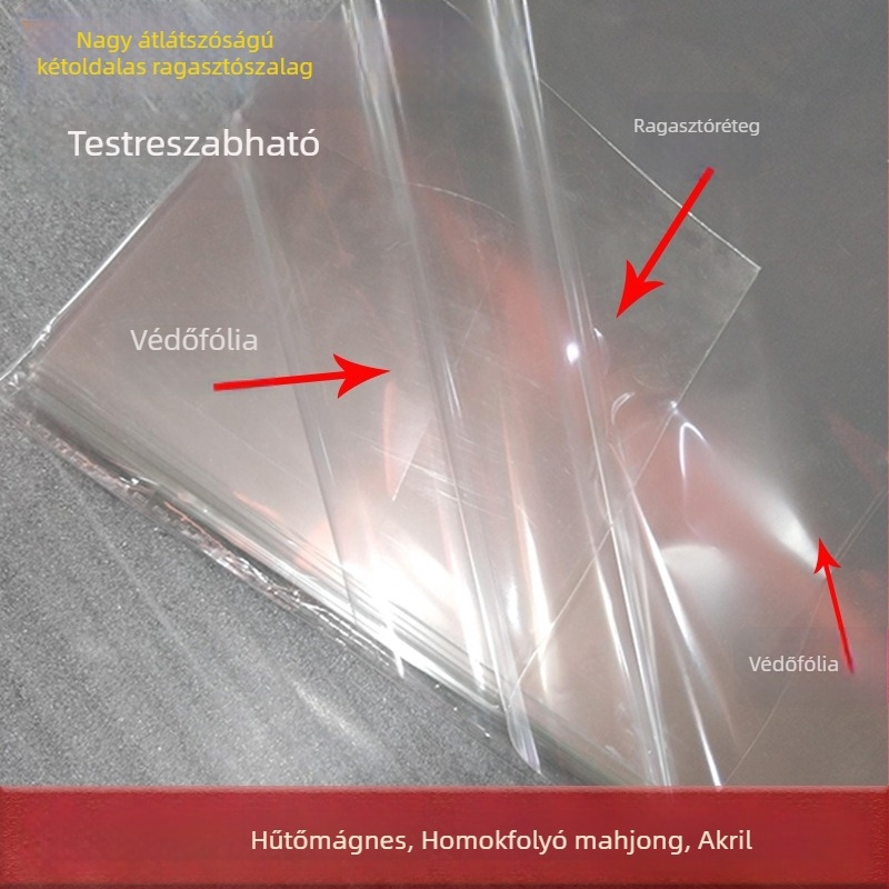 A4 méretű, átlátszó kétoldalas ragasztó fólia, erős tapadással, akril PET anyagból, képekhez, hőálló, maradék nélkül