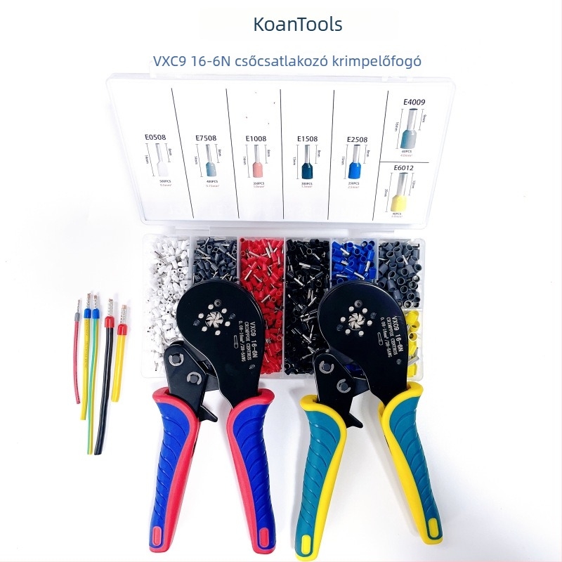 KOANTOOLS VXC916-6N Terminál crimpelő fogó, tubus terminálokhoz, 0,08–16 mm