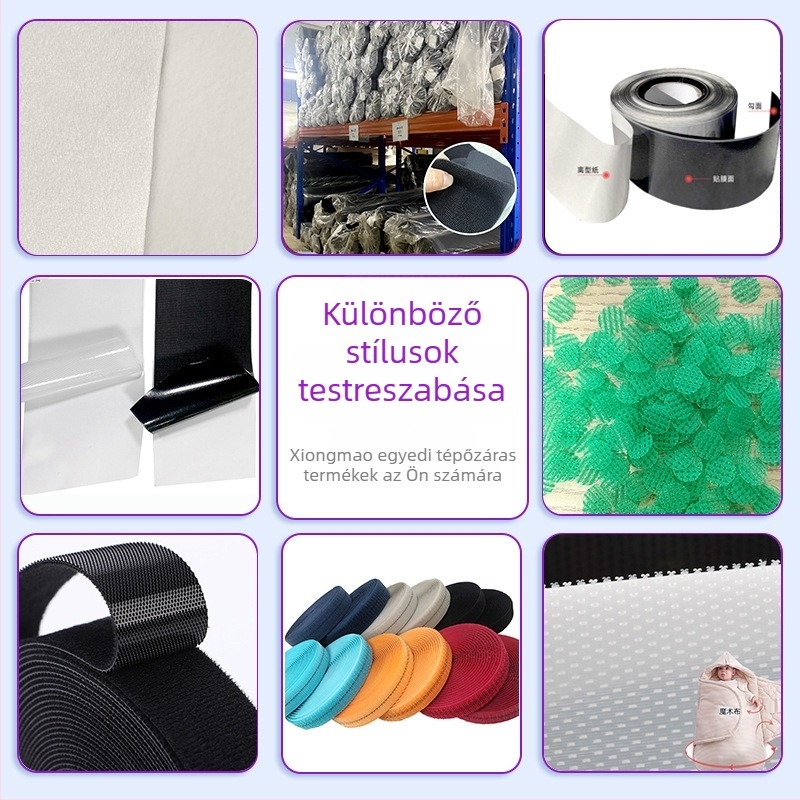 Nylon csuklópánt bolyhos szövettel és fényes fonallal, PVC címke és Velcro zárás