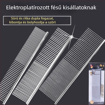 Elektrogalvanizált fém egyenes fésű kutyáknak, ápolásra és csomók kioldására