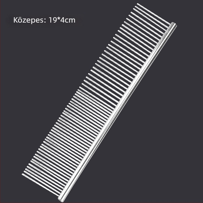 Elektrogalvanizált fém egyenes fésű kutyáknak, ápolásra és csomók kioldására