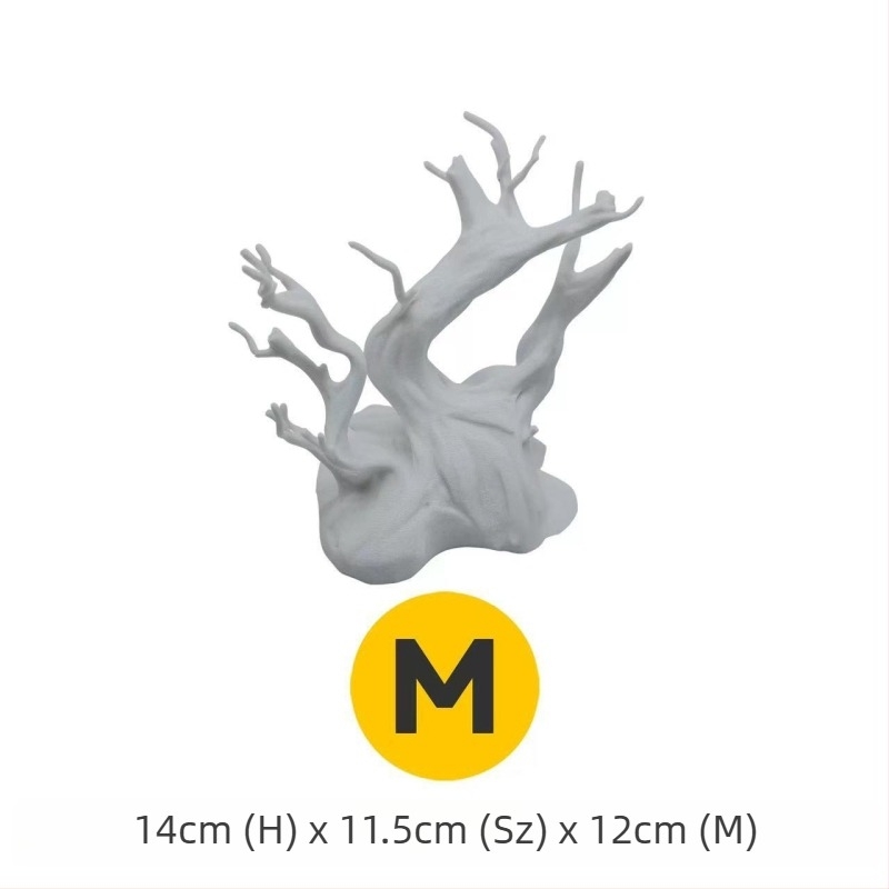 Akvarisztikai tájépítéshez készült fa alakú kapaszkodó keret, mohas fa, driftwood elemek, vízi növények, 3D dizájn, hüllőbúvóhely