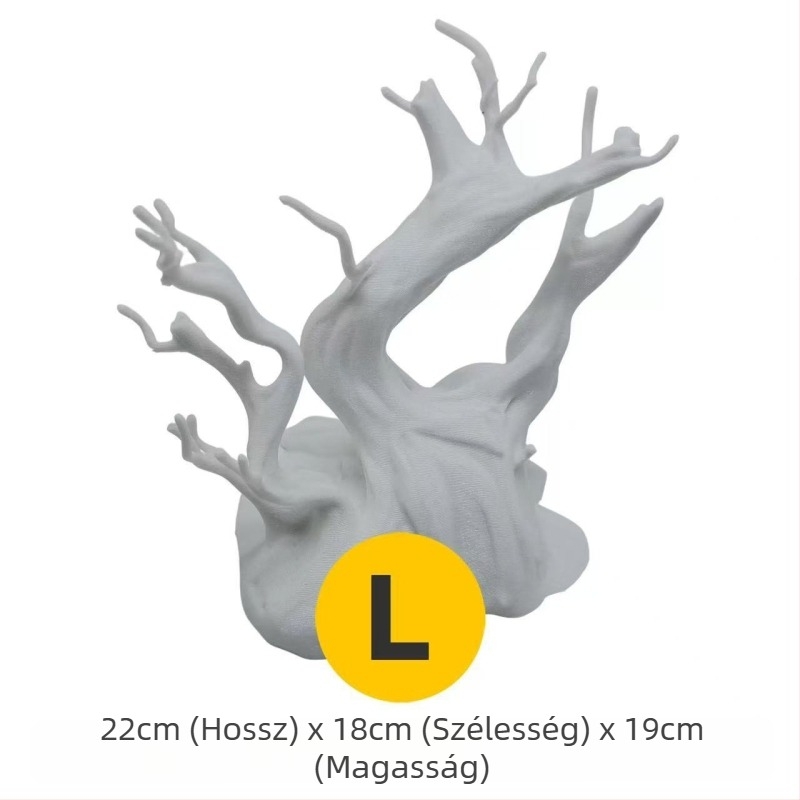 Akvarisztikai tájépítéshez készült fa alakú kapaszkodó keret, mohas fa, driftwood elemek, vízi növények, 3D dizájn, hüllőbúvóhely