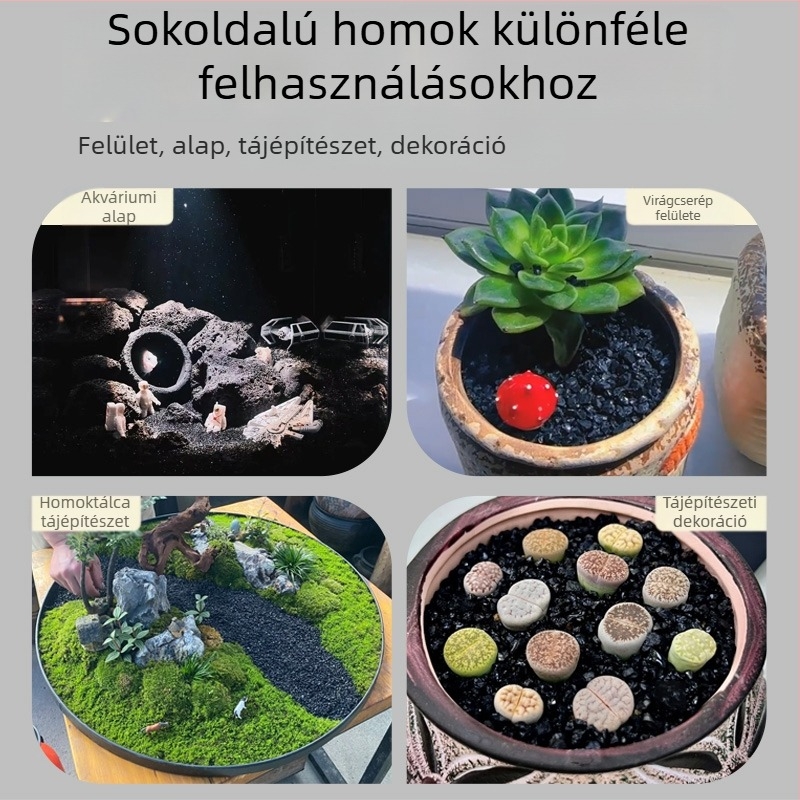 Fekete aranyhomok akváriumokhoz – aljzat az akváriumi tájképhez díszhalakkal és guppikkal