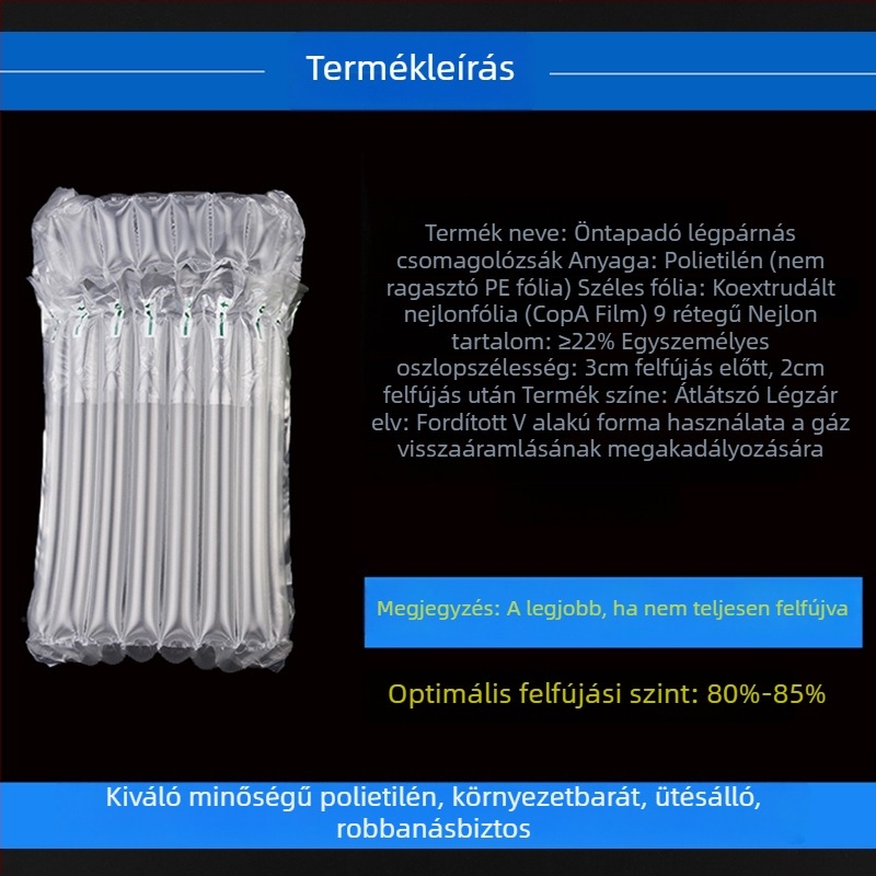 20–oszlopos 43 cm-es légoszlopos táska, felfújható buborékos oszlopos tekercs, vastagított csomagolóanyag
