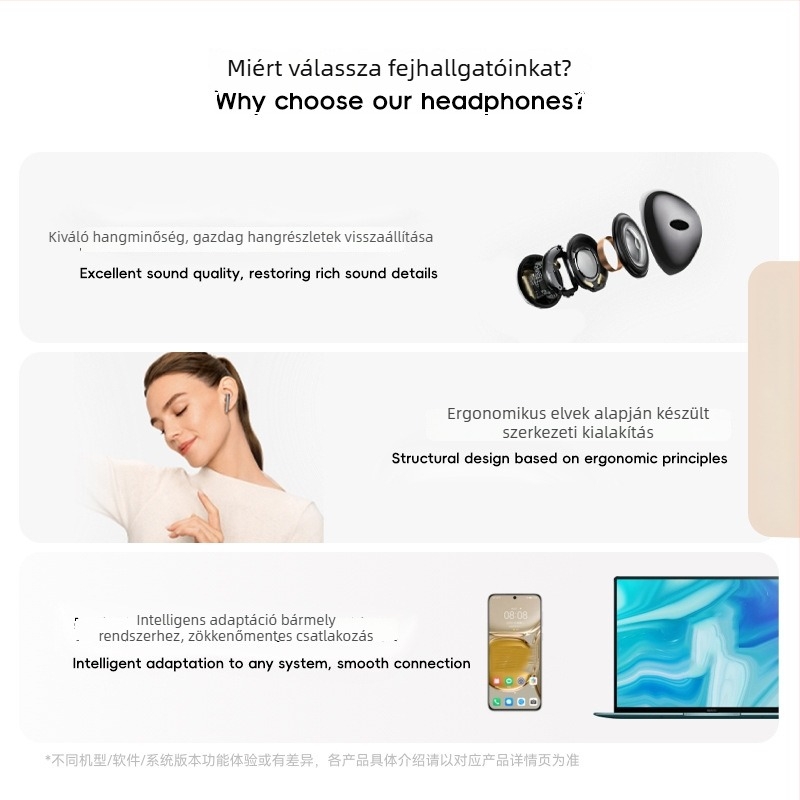 Macaron-stílusú Bluetooth fülhallgatók, 3. generáció, zajcsökkentés, Android és iPhone kompatibilis
