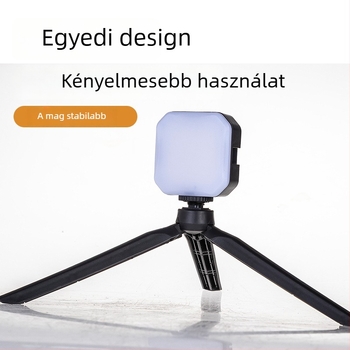 Asztali mini tripod mobiltelefonhoz élő közvetítéshez fényvetővel, 19 cm-es asztali állvány