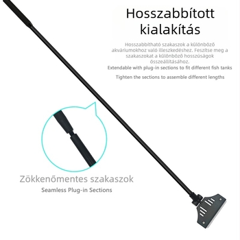 Akváriumi algaszívó hosszú nyéllel, kompakt fejű tisztító eszköz