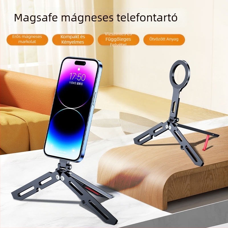 MagSafe asztali telefon-tartó alumíniumötvözetből, összecsukható mágneses gyűrűvel