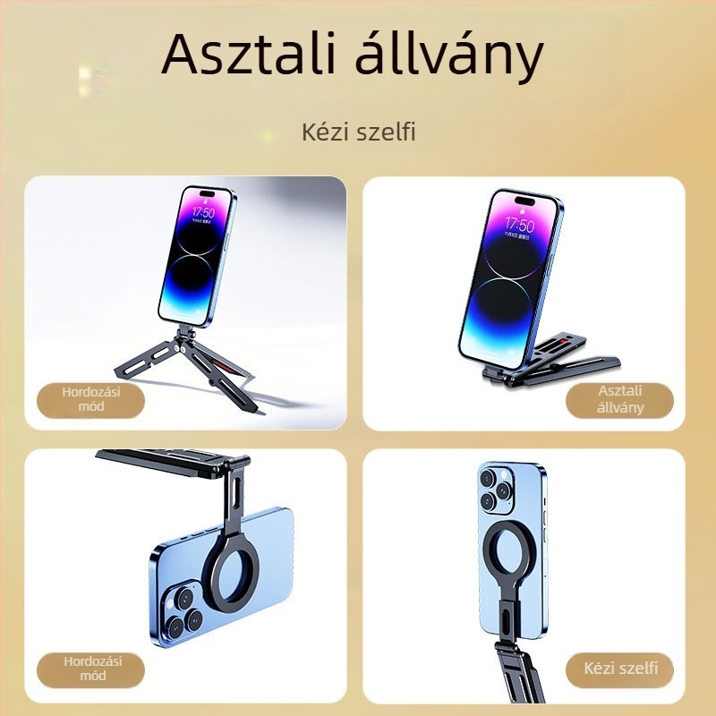 MagSafe asztali telefon-tartó alumíniumötvözetből, összecsukható mágneses gyűrűvel