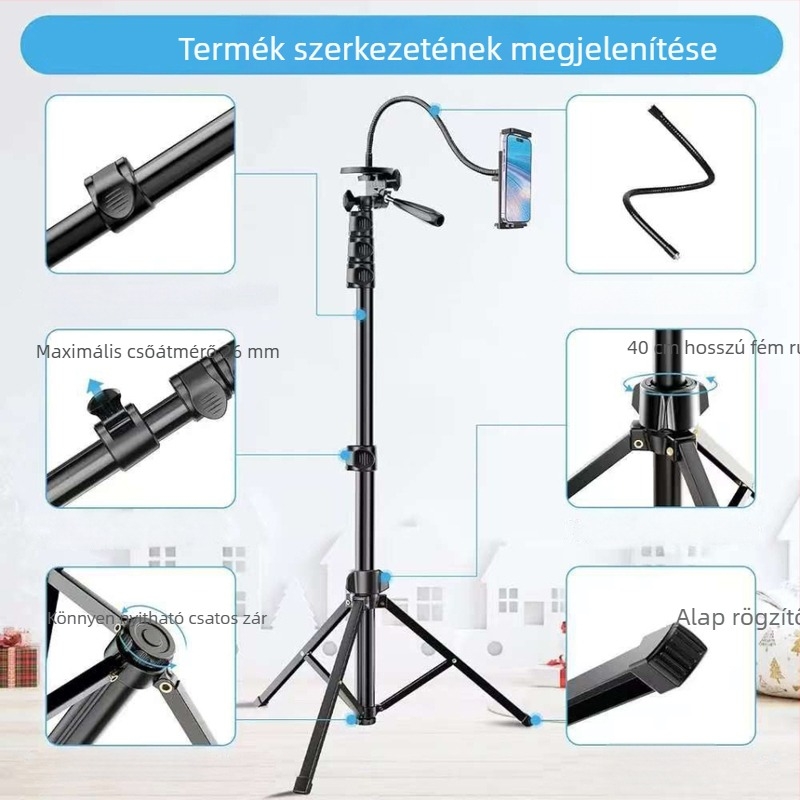 Polam-photo E17A 1,7 m-es alumínium tripod kamerákhoz, élő közvetítéshez és fényképezéshez