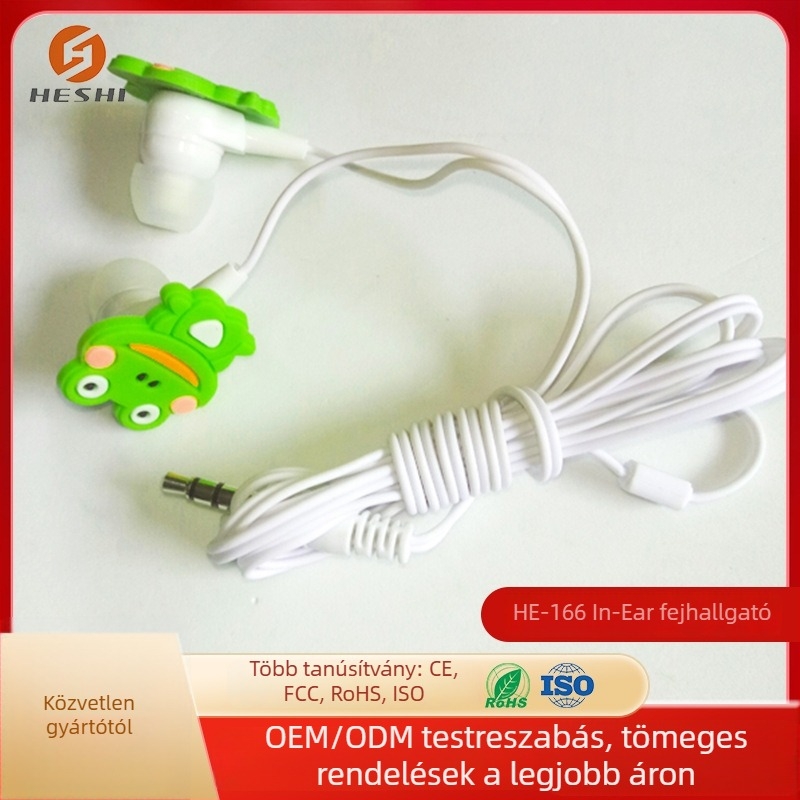 Gyerekeknek szóló in-ear fülhallgató rajzfilmszerű állat mintával, zajcsökkentés, 3,5 mm csatlakozó