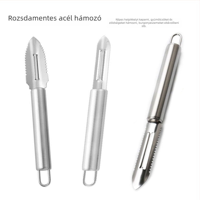 Három az egyben hámozó – rozsdamentes acélból készült hámozó és halszupor – sokoldalú konyhai eszköz